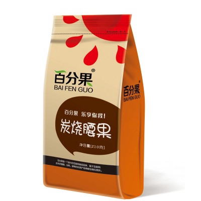 百分果大量供应 炭烧腰果袋装210g 坚果炒货进口休闲零食一件代发图3