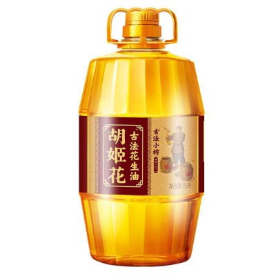 胡姬花古法小榨花生油5L/瓶 物理压榨一级家用炒菜食用油批发图2