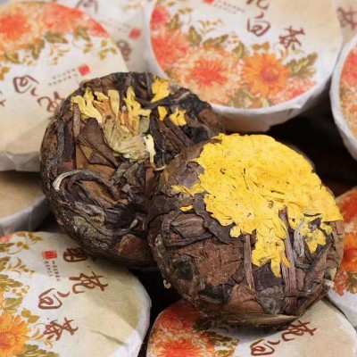 2021年新品菊花白茶饼干 寿眉小茶饼一粒一泡 罐装厂家批发图3