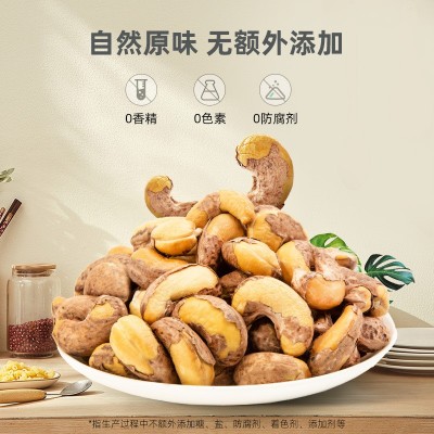 大颗粒紫衣腰果方罐500g装盐焗带皮干果坚果孕妇儿童零食团购批发图2