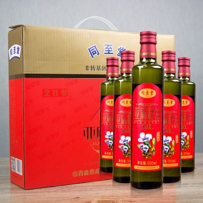 同至堂 冷烹俩用亚麻籽油500ML礼盒装 冷榨一级亚麻籽油 厂家直销图2