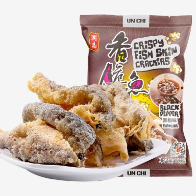 休闲食品香港润志海鲜水产鱼干香脆鱼皮110g矶烧鱼皮厂家批发图4