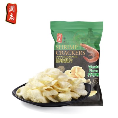 虾片鲜虾芥末味休闲零食膨化食品爆米花48g整箱大礼包办公食品图2