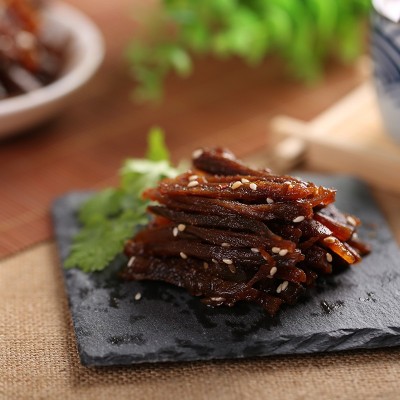 厂家供应牛肉丝 麻辣罐装香辣纯牛肉牛肉条客家特产批发图2