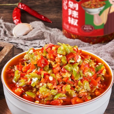 小湘好双色辣椒酱湖南特产蒜蓉剁辣椒批发瓶装即食下饭菜批发图2