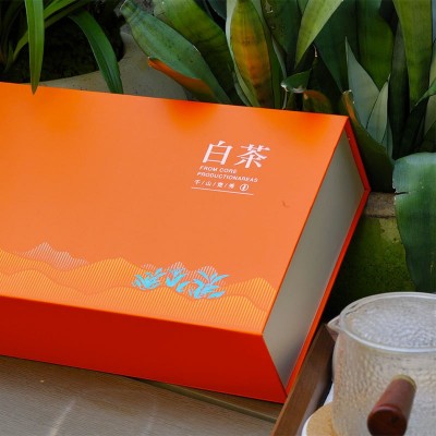 安吉白茶礼盒装2023新茶安吉货源礼品采购白茶橙色礼盒喜庆高端图5