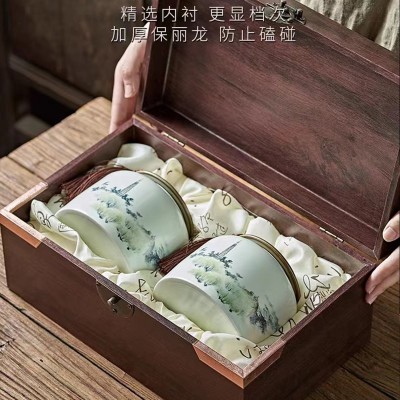 高山云雾绿茶2023新茶复古陶瓷高档中秋送礼品长辈茶叶礼盒装长辈图2