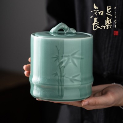 2023春茶经典龙井绿茶双罐礼盒装陶瓷家用茶叶罐密封罐高档伴手礼图3