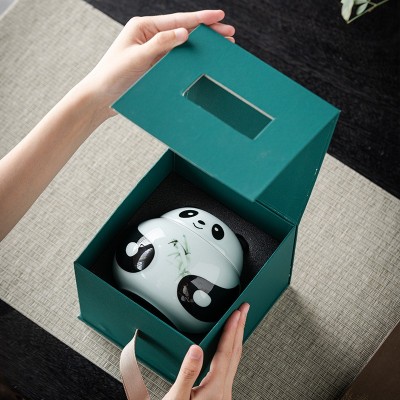 2023年新茶经典明前龙井创意熊猫陶瓷茶叶罐礼盒装店庆送礼送客户图2