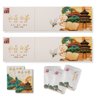 福鼎白茶老白茶叶礼盒装小方片老寿眉贡眉陈皮白茶小饼干茶饼烟条图5
