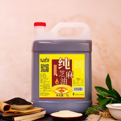裴氏厨房压榨5升装芝麻油 麻油 纯香油 调味火锅油碟1桶代发包邮图3
