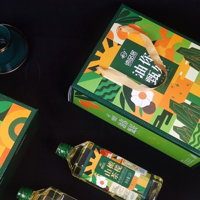 谛品居高档山茶橄榄食用植物调和油礼盒装1L*2瓶家用年货送礼图3