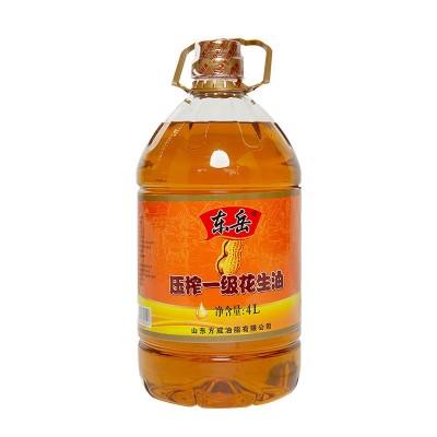 现货批发桶装4L花生油 东岳压榨一级花生油4L家用 纯花生食用油图5