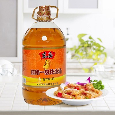 现货批发桶装4L花生油 东岳压榨一级花生油4L家用 纯花生食用油图4