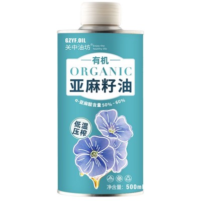 源头工厂批发一级压榨有机亚麻籽油胡麻油家庭食用油热炒油500mL图5