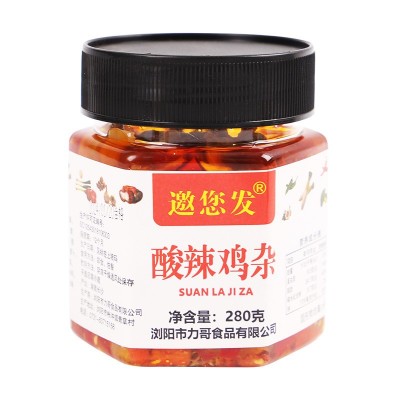 酸辣鸡杂 280克香辣味鸡胗鸡杂即食开胃瓶装下饭菜厂家批发图4
