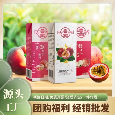 深晖天然果味饮料批发250ml*24盒水蜜桃苹果汁百香果汁解渴整箱批图4