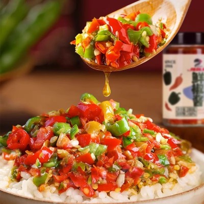 蒜蓉辣椒酱湖南特辣正宗香辣青红双椒酱下饭菜小米椒拌饭酱剁椒酱图2