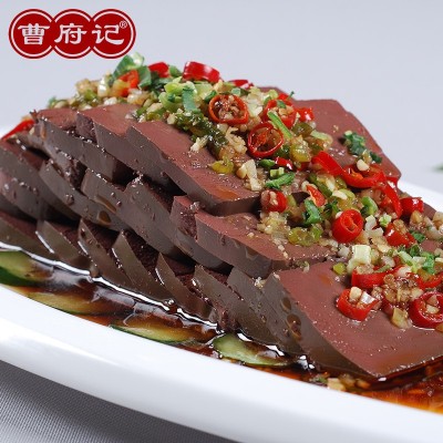 曹府记猪血新鲜火锅食材血肠血豆腐毛血旺300g*20盒商用三证齐全图2