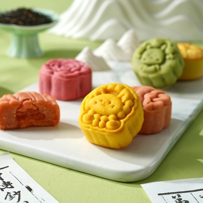 中秋月饼港式奶黄流心雪媚娘黄油玉米流心月饼礼盒装企业团购批发