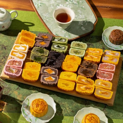 港式流心月饼桃山皮月饼流心奶黄月饼中式糕点中秋送礼厂家批发图5