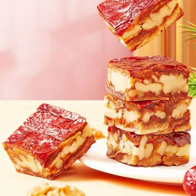 代发枣仁派新疆红枣糕500g 枣派真空独立包零食枣夹核桃仁派批发图2