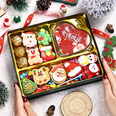 高档圣诞节铁盒装礼品儿童圣诞的礼物曲奇饼干送女友糖霜饼干零食图2