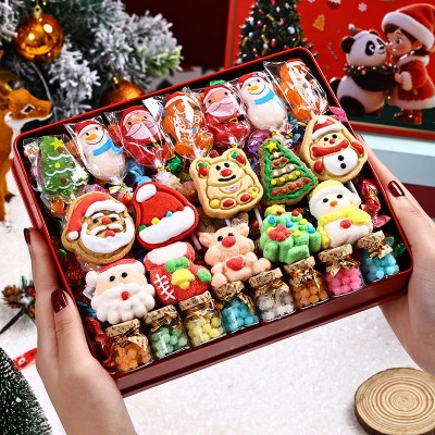 包邮圣诞节铁盒装送女友礼品儿童圣诞的礼物曲奇饼干糖霜饼干零食图2