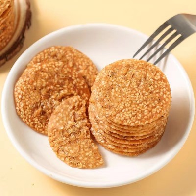 深田一彬虾米脆烧168g袋装网红休闲零食饼干虾皮芝麻薄脆虾米饼图2