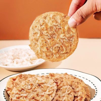 深田一彬虾米脆烧168g袋装网红休闲零食饼干虾皮芝麻薄脆虾米饼图3