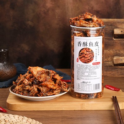 香酥鱼皮即食香辣鱼皮香脆蜜汁鱼干网红办公休闲罐装海鲜小吃零食图2