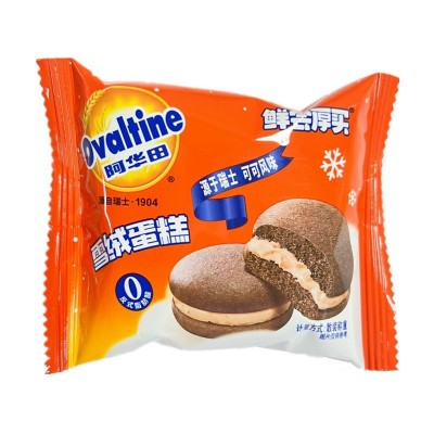 鲜尝厚买阿华田雪绒蛋糕可可味夹心巧克力派网红儿童早餐充饥零食